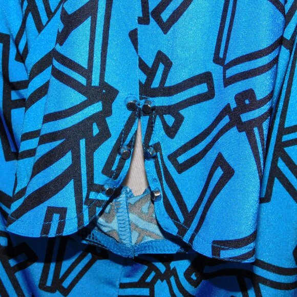 Jamie Sadock Womens L Blue Black Abstract 1/4 Zip Golf Polo Shirt - Picture 10 of 16